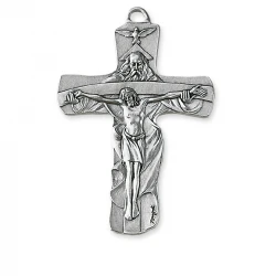 Krzyżyk z Duchem Świętym metalowy kolor srebrny ALM 5 cm